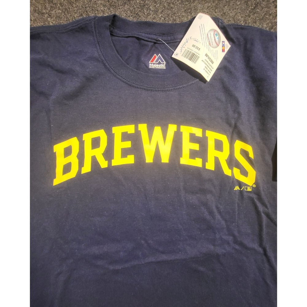 Milwaukee Brewers MLB Keston Hiura Majestic Jersey Shirt Men's Medium Nwt